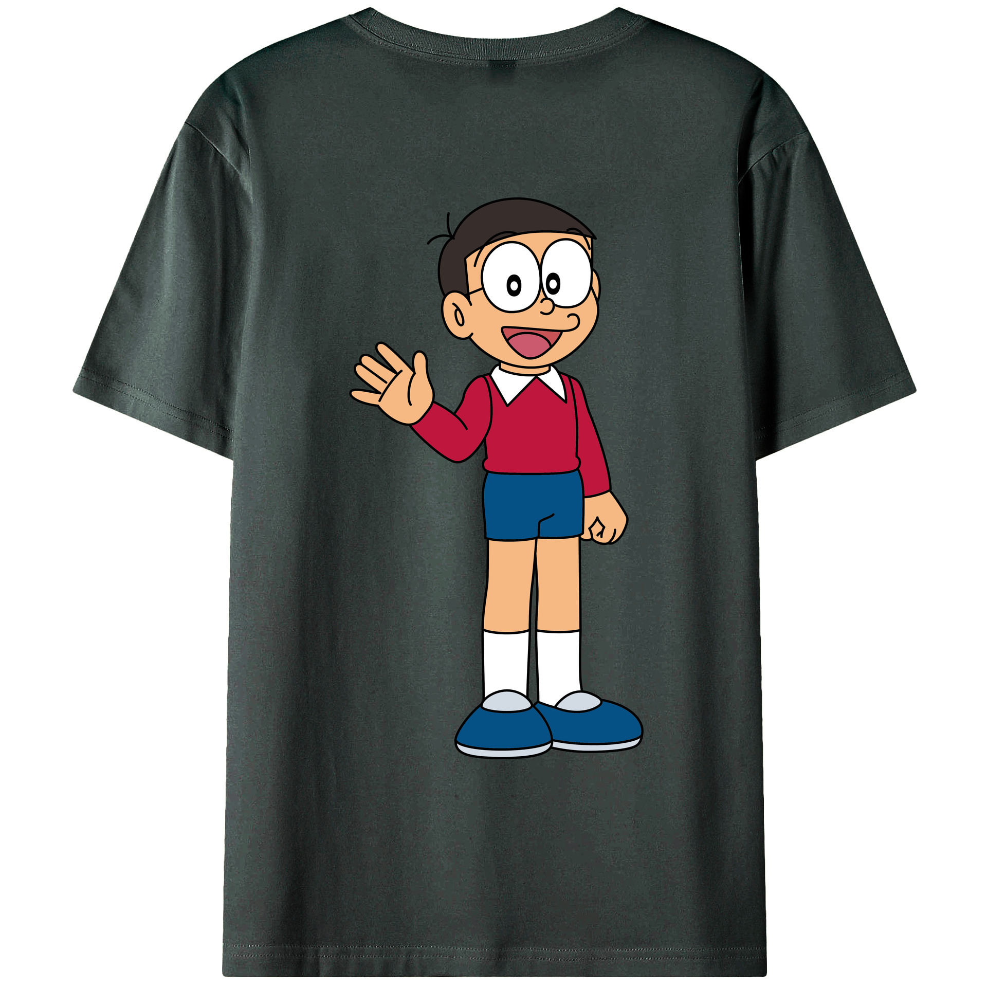 （画像用） ドラえもん 野比 のび太 Doraemon Nobita Nobi 綿100％ メンズ半袖Tシャツ（バックプリント） 通気性